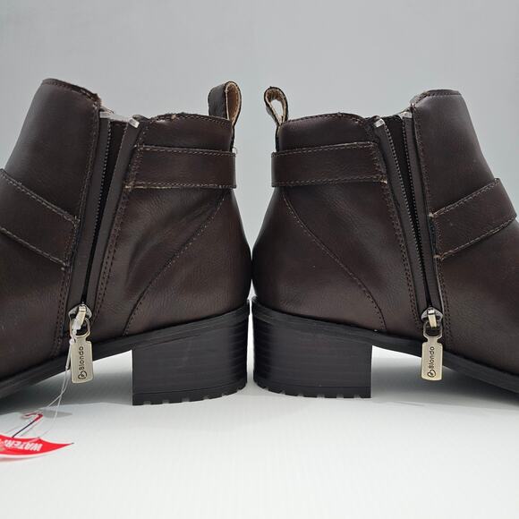 NEW Blondo Shantel Ankle Bootie Womens 8 Brown Leather Waterproof Moto Western - Picture 4 of 14